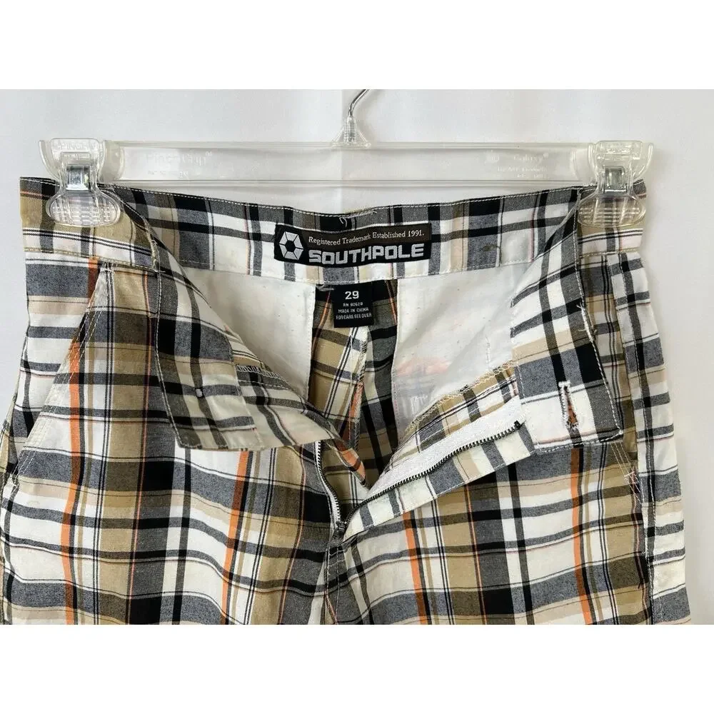 South Pole Multi Colored Plaid Bermuda Jorts Shorts Cotton-Blend Mens Size 29